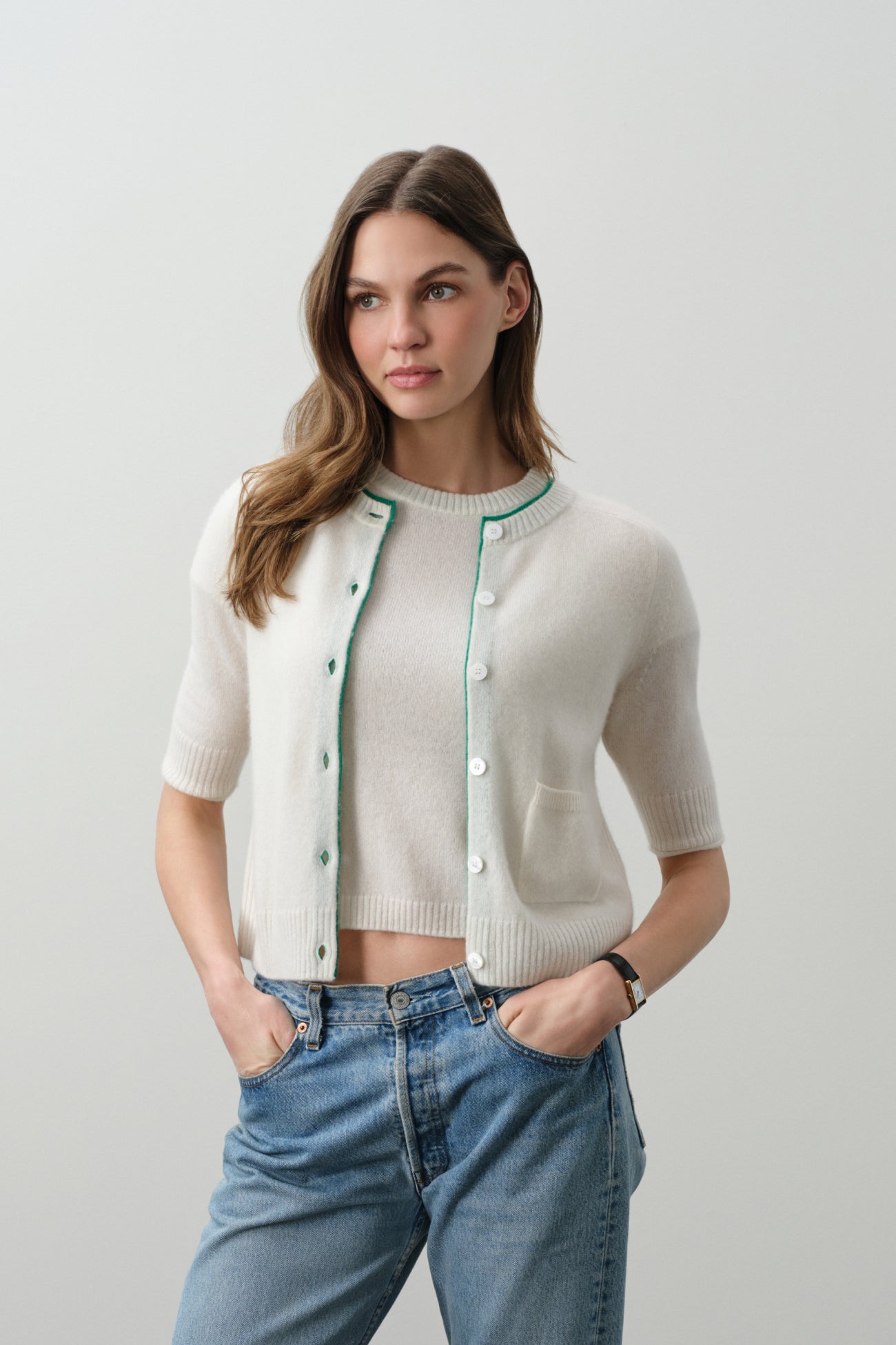ANA ELBOW SLEEVE CASHMERE CARDIGAN