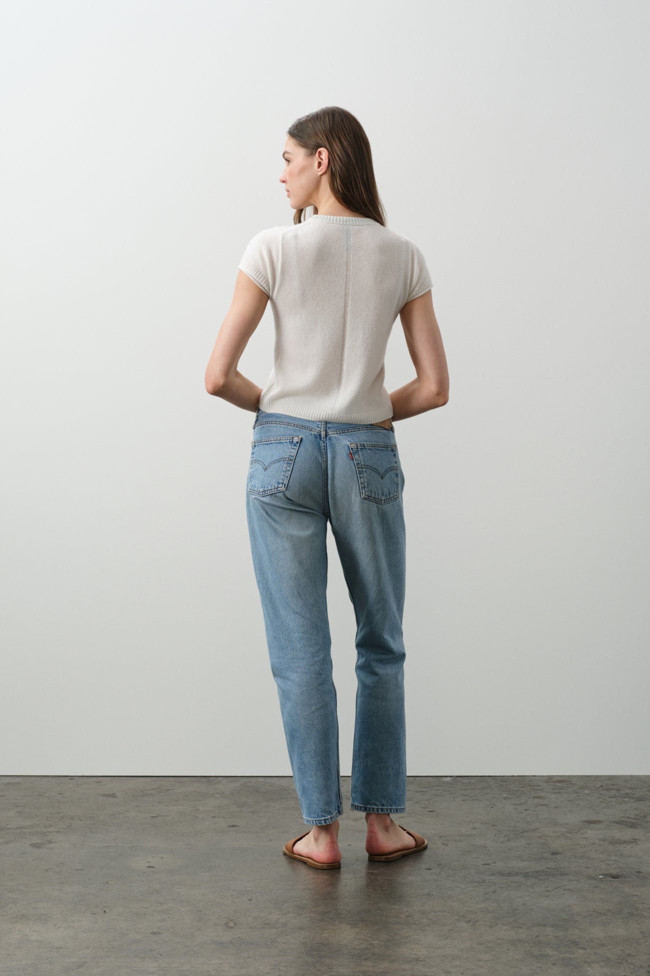 DONNA CAP SLEEVE CASHMERE CREWNECK