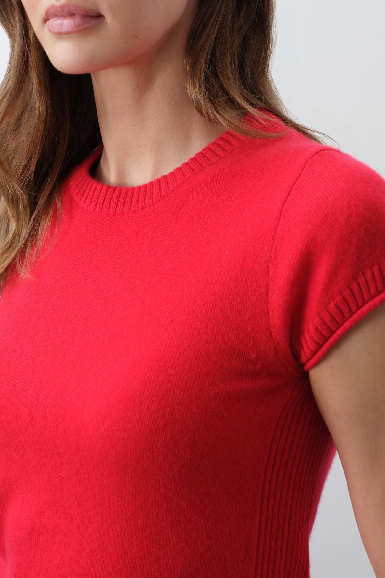 DONNA CAP SLEEVE CASHMERE CREWNECK