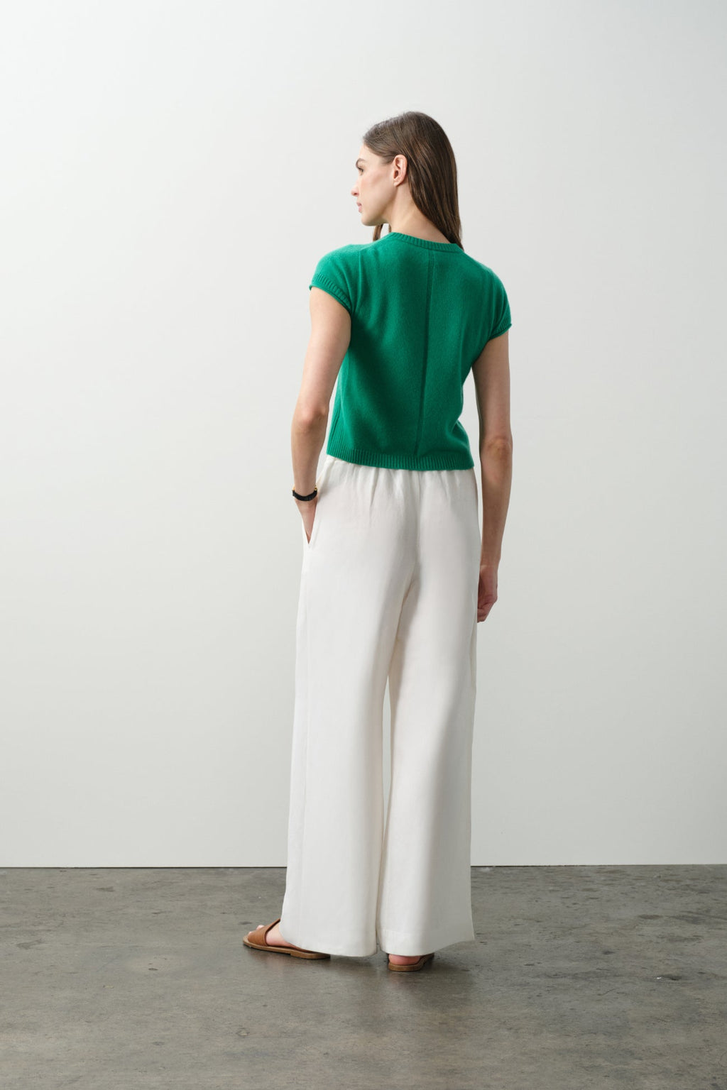 DONNA CAP SLEEVE CASHMERE CREWNECK