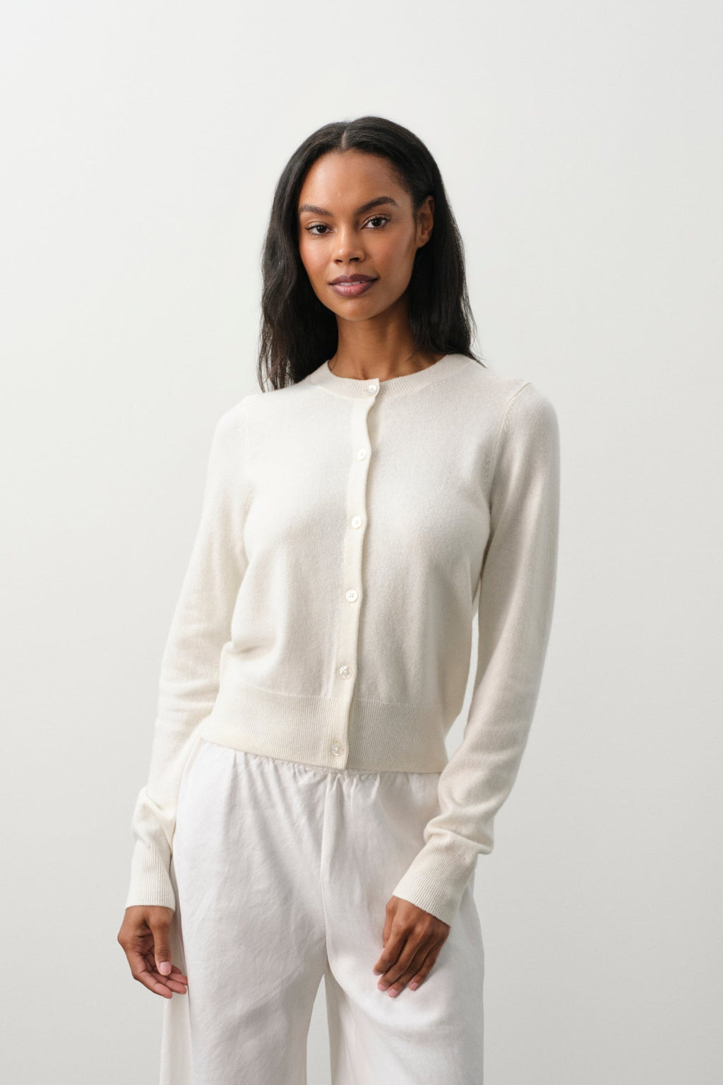 JAYLA BUTTON-UP CASHMERE CARDIGAN