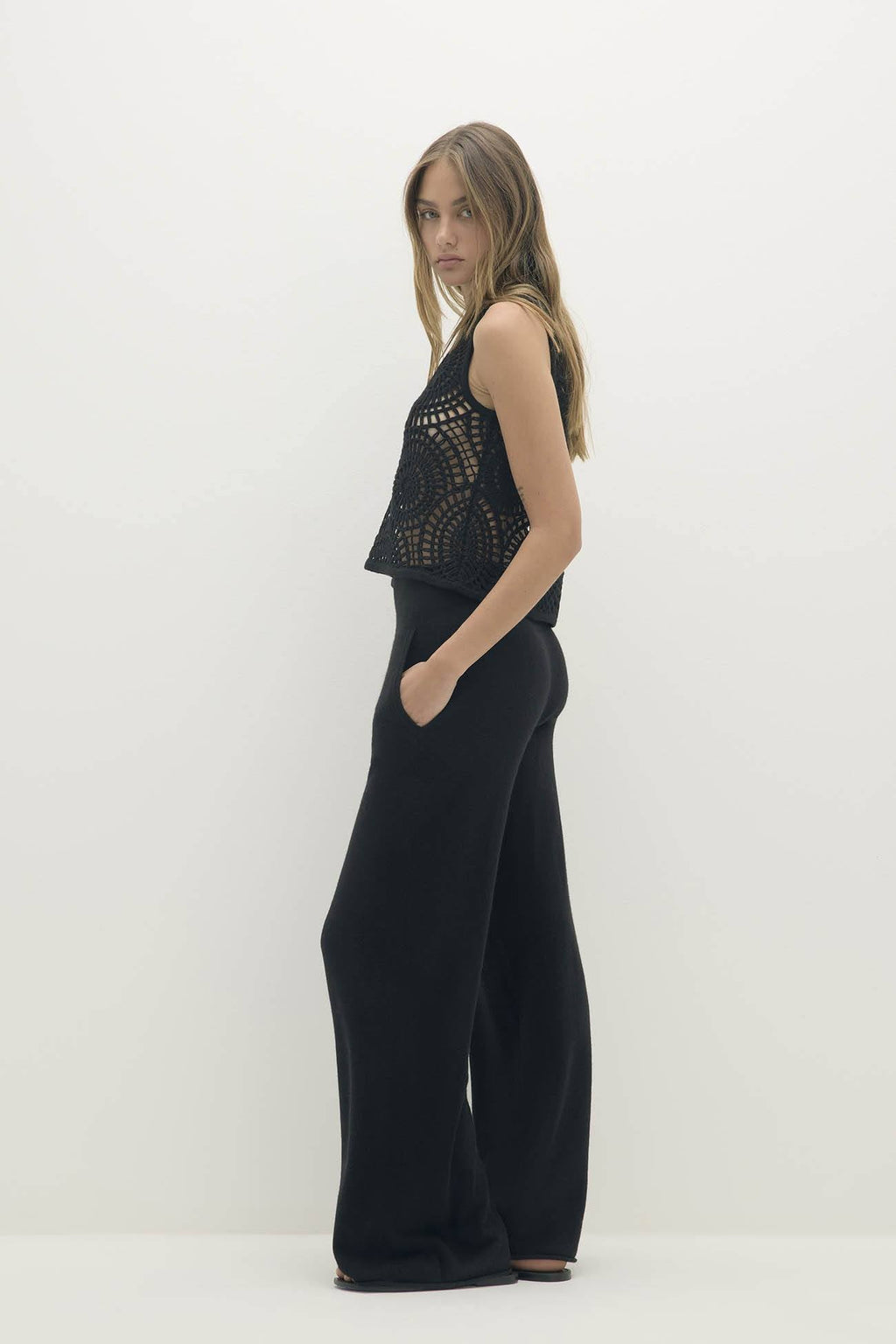 VIVIANA CROCHET CASHMERE BLEND TANK