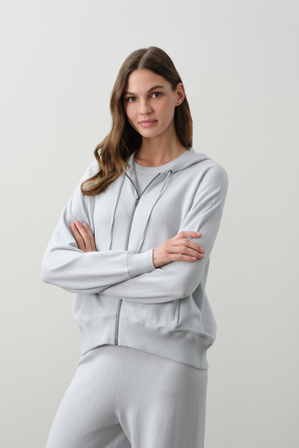 SERENA COTTON CASHMERE ZIP-UP HOODIE