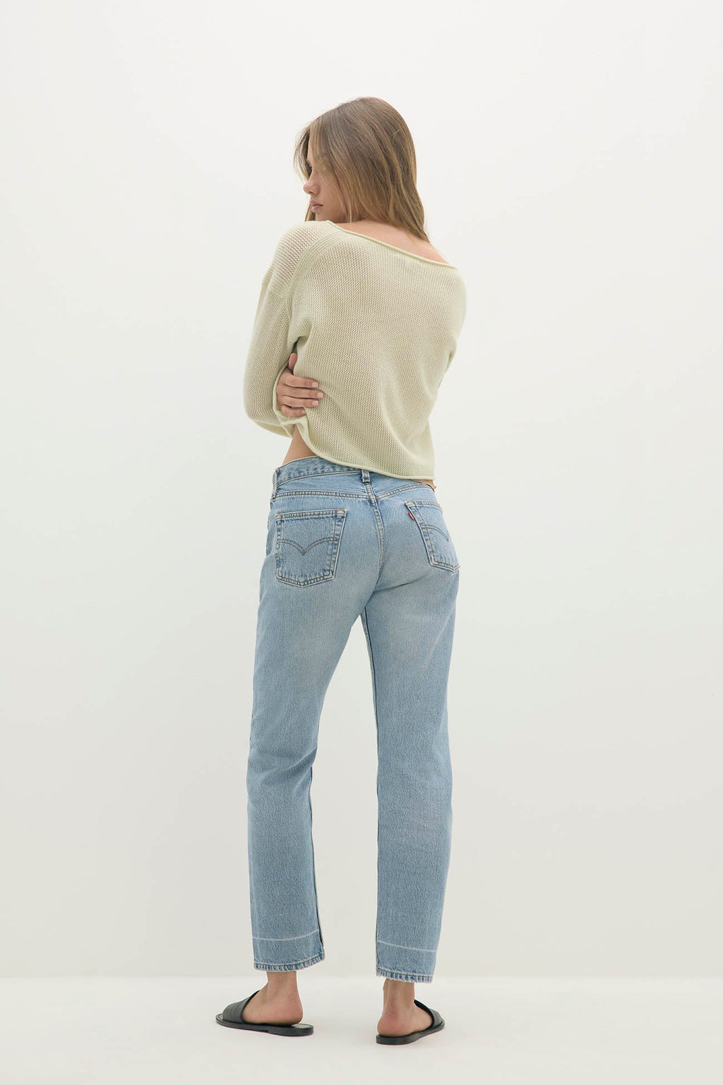 POPPIE CROPPED CASHMERE CREWNECK SWEATER